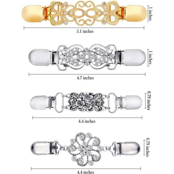 4 Pieces Vintage Sweater Shawl Clips Retro Cardigan Collar Clips Dress Shirt - Picture 3 of 7